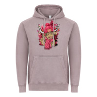 Vintage Zinc Pink winter long haired Cow Vintage Hoodie - NancyCooperArtShop