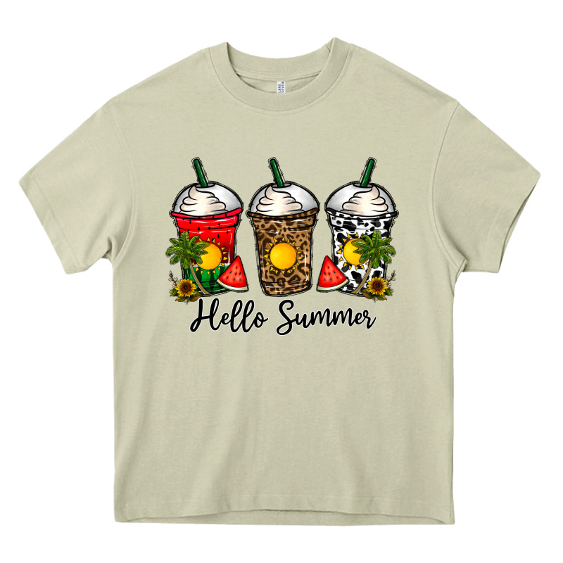 Hello Summer Heavy Core Tee by CowhideDigitalArt | Teevron