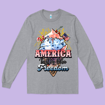 America Ice Cream Long Sleeve Tee Designed By Nancycooperartshop