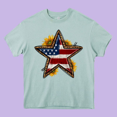Western 4th Of July Star Heavy Core Tee Designed By Hra Design Shop