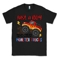 Black just a boy who loves monster trucks Classic Tee - MaliasSmallBusiness