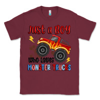 Burgundy just a boy who loves monster trucks Classic Tee - MaliasSmallBusiness