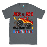 Charcoal Heather just a boy who loves monster trucks Classic Tee - MaliasSmallBusiness