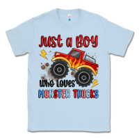 Dusty Blue just a boy who loves monster trucks Classic Tee - MaliasSmallBusiness