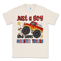 Natural just a boy who loves monster trucks Classic Tee - MaliasSmallBusiness