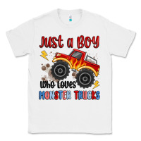 White just a boy who loves monster trucks Classic Tee - MaliasSmallBusiness
