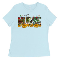 Baby Blue christmas nurse sunflower Ladies Tee - FaDigitalArtStudio