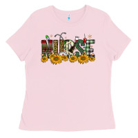 Bubblegum Pink christmas nurse sunflower Ladies Tee - FaDigitalArtStudio