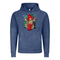 Vintage Denim Red Christmas long haired Cow Vintage Hoodie - NancyCooperArtShop