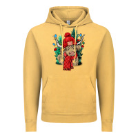 Vintage Mustard Red Christmas long haired Cow Vintage Hoodie - NancyCooperArtShop