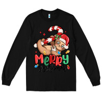 Black merry slothmas Long Sleeve Tee - MaliasSmallBusiness