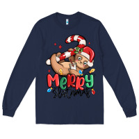 Navy merry slothmas Long Sleeve Tee - MaliasSmallBusiness