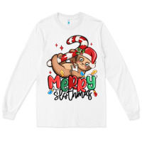 White merry slothmas Long Sleeve Tee - MaliasSmallBusiness