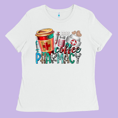 Coffee Pharmacy Ladies Tee Designed By Racoondesign