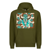 Army Green gemstone bull skull leopard Premium Hoodie - TumblerDesignByShophia
