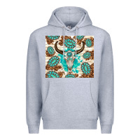Heather Grey gemstone bull skull leopard Premium Hoodie - TumblerDesignByShophia