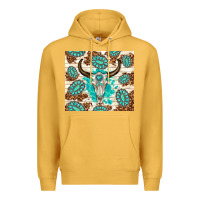 Mustard gemstone bull skull leopard Premium Hoodie - TumblerDesignByShophia