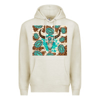 Oatmeal Heather gemstone bull skull leopard Premium Hoodie - TumblerDesignByShophia