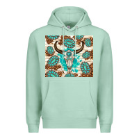 Seafoam gemstone bull skull leopard Premium Hoodie - TumblerDesignByShophia