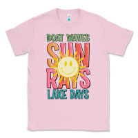 Bubblegum Pink boat waves sun rays lake days Classic Tee - JahusDesignShop