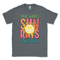 Charcoal Heather boat waves sun rays lake days Classic Tee - JahusDesignShop