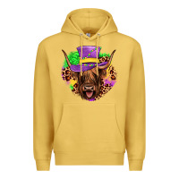 Antique Gold highland cow mardi gras Premium Hoodie - JahusDesignShop