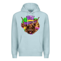 Blue Mist highland cow mardi gras Premium Hoodie - JahusDesignShop