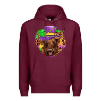 Burgundy highland cow mardi gras Premium Hoodie - JahusDesignShop