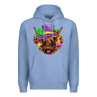 Colony Blue highland cow mardi gras Premium Hoodie - JahusDesignShop