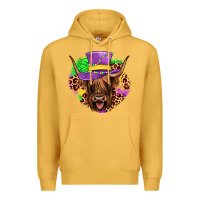 Mustard highland cow mardi gras Premium Hoodie - JahusDesignShop