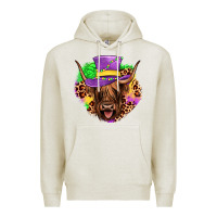 Oatmeal Heather highland cow mardi gras Premium Hoodie - JahusDesignShop