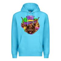 Ocean Blue highland cow mardi gras Premium Hoodie - JahusDesignShop