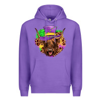 Purple highland cow mardi gras Premium Hoodie - JahusDesignShop