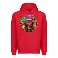 Red highland cow mardi gras Premium Hoodie - JahusDesignShop
