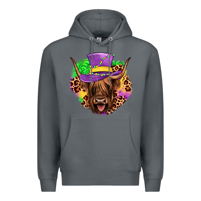 Highland Cow Mardi Gras Premium Hoodie by JahusDesignShop | Teevron