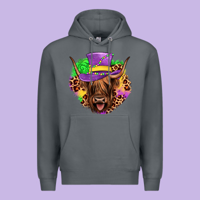 Highland Cow Mardi Gras Premium Hoodie Designed By Jahusdesignshop