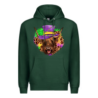 Sports Green highland cow mardi gras Premium Hoodie - JahusDesignShop