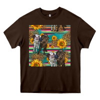Chocolate Brown two cute heifers seamless pattern Heavy Core Tee - HRA Design Shop