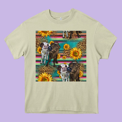 Two Cute Heifers Seamless Pattern Heavy Core Tee Designed By Hra Design Shop