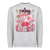Heather Grey feeling lucky Heavyweight Sweatshirt - MaliasSmallBusiness