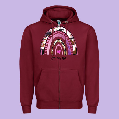 Valentines Day Rainbow, Valentines Day Rainbow Cowhide, Zipper Hoodie Designed By Bettercallsaul