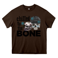 Chocolate Brown Chilled to the bone skull winter Heavy Core Tee - FaDigitalArtStudio