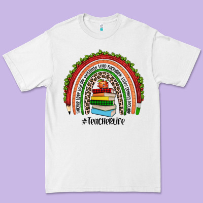 Christmas Teacherlife Rainbow Premium Tee Designed By Jahusdesignshop