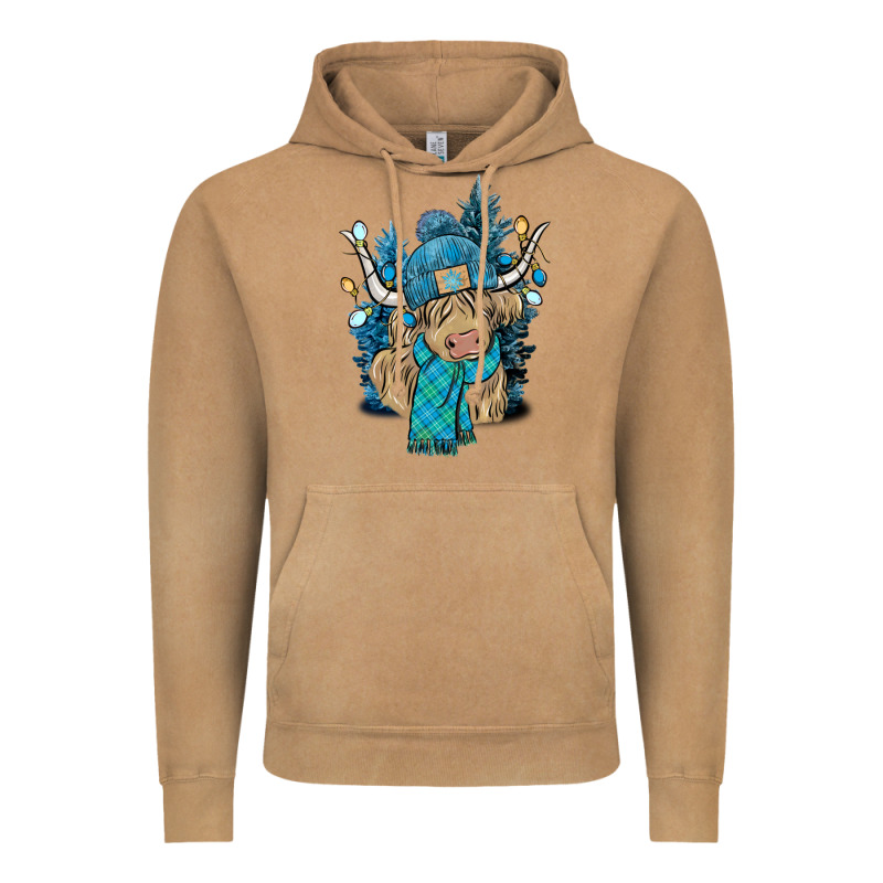 Winter Long Haired Cow Vintage Hoodie by NancyCooperArtShop | Teevron