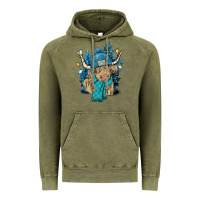 Vintage Olive Winter long haired Cow Vintage Hoodie - NancyCooperArtShop