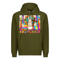 Army Green easter day rabbit Premium Hoodie - TumblerDesignByShophia