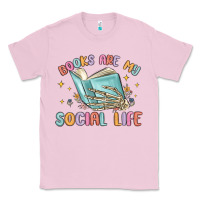 Bubblegum Pink books are my social life Classic Tee - MaliasSmallBusiness