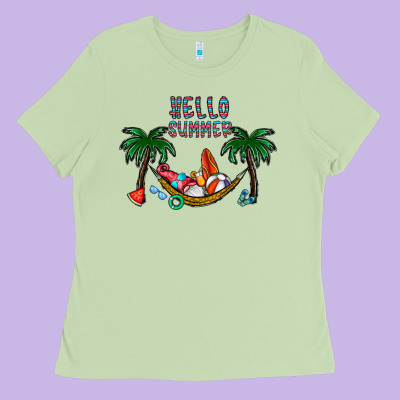 Hello Summer Ladies Tee Designed By Cowhidedigitalart