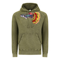 Vintage Olive Guppy Fish Vintage Hoodie - LillyAllenDesigns