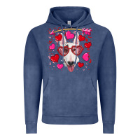 Vintage Denim Valentine's day  bull terrier Vintage Hoodie - RanaPortraitStore